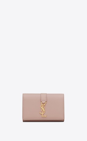 SAINT LAURENT YSL line Woman ysl key ring in powder pink leather a_V4